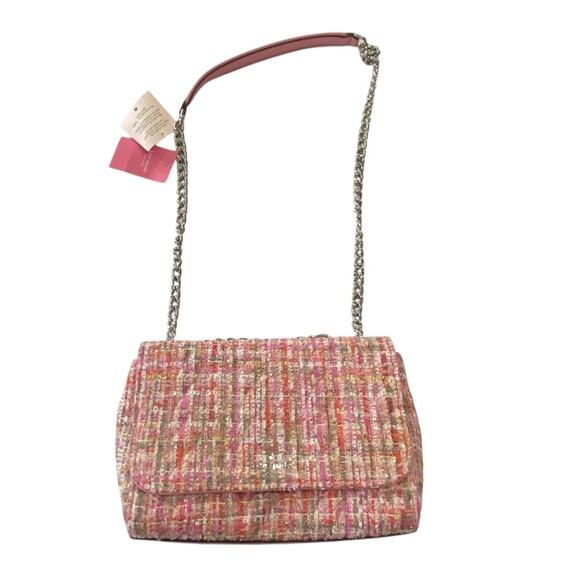 KATE SPADE Emelyn Briar Lane Quilted Tweed Crossbody Bag Chain Strap Pink NEW - Picture 13 of 14